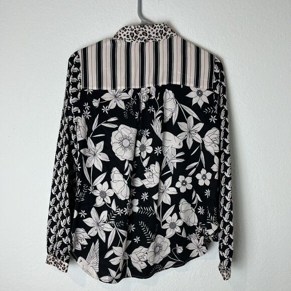 Anthropologie Maeve Fern Shirt Button Up Mix Media XS 227 - Picture 6 of 8